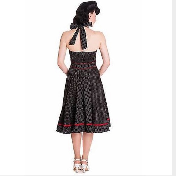 LRETRO POLKA DOT 50s PINUP dress with red size xs - Picture 2 of 6